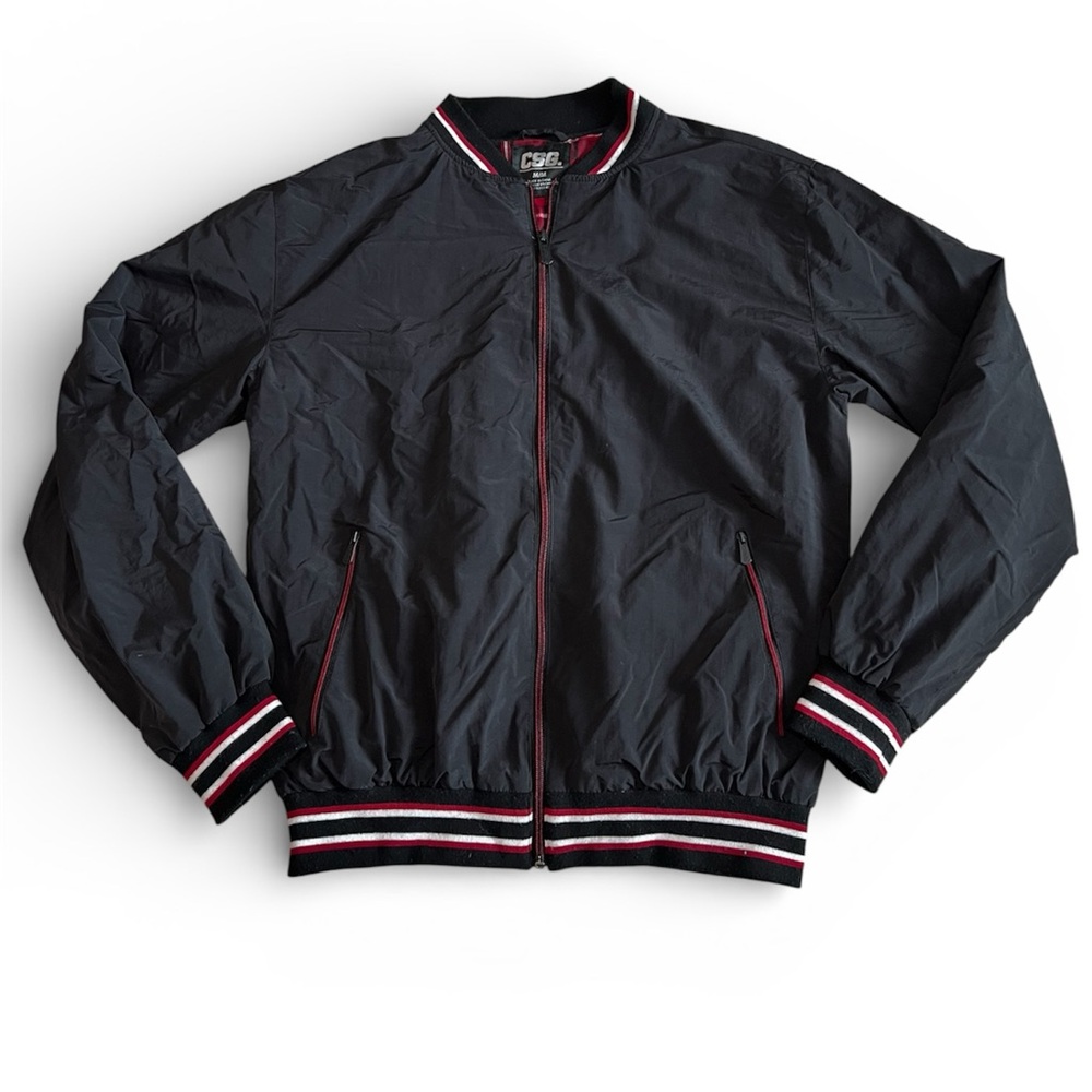 CSG Champs Sporting Goods Black And Red Bomber Jacket Size Mens Medium